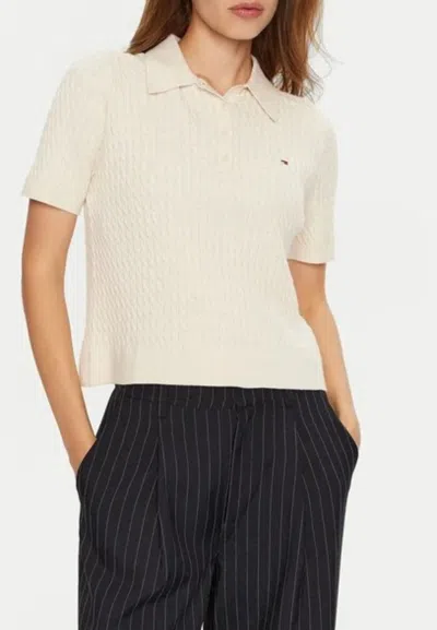 Tommy Hilfiger Polo Co Cable Eine Gg Polo Sweater Ss In Beige