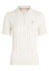 Tommy Hilfiger Polo Co Cable Mid Gg Ss Polo Swt In Avorio