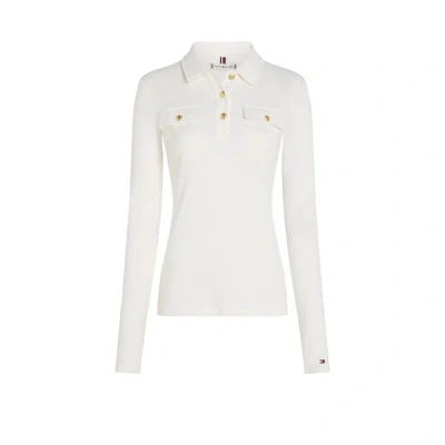 Tommy Hilfiger Polo Manches Longues In White