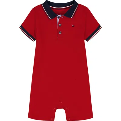 Tommy Hilfiger Babies'  Polo Romper In Burgundy