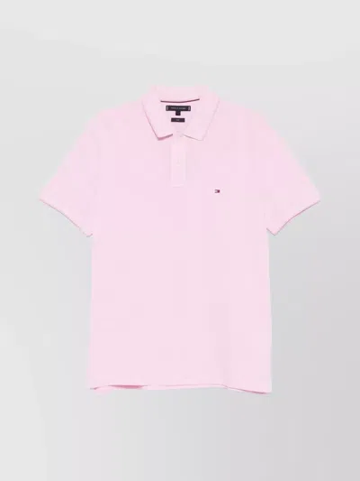 Tommy Hilfiger Polo Shirt Logo Side Slits In Pink