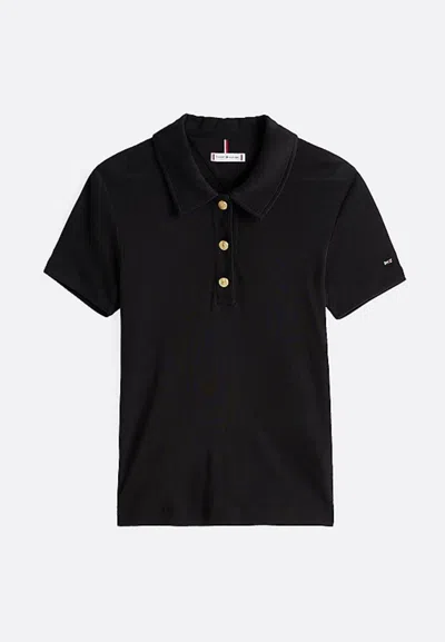 Tommy Hilfiger Polo Slim Gb Sleek Lyocel Polo Ss In Nero