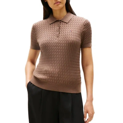 Tommy Hilfiger Polo Torsadé En Coton In Brown