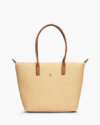 Tommy Hilfiger Popette Raffia Womens Tote Bag In Brown
