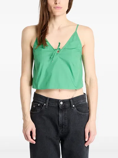 Tommy Hilfiger Poplin Strappy Top In Brown