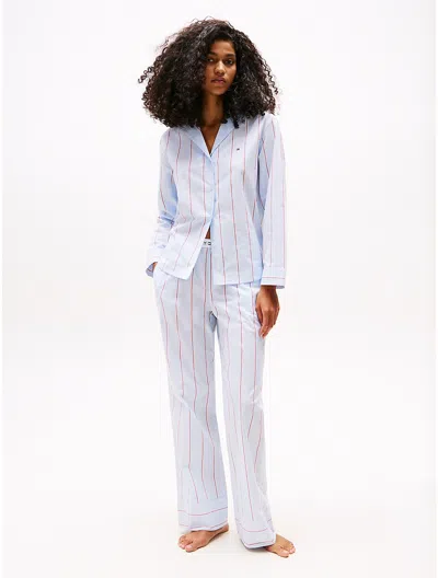 Tommy Hilfiger Poplin Stripe Sleep Pant In Block Stripe Sweet Blue