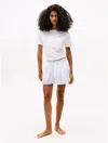 Tommy Hilfiger Poplin Stripe Sleep Short In Block Stripe Sweet Blue
