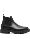 Tommy Hilfiger Round-toe Slip-on Leather Boots In Black