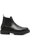 Tommy Hilfiger Round-toe Slip-on Leather Boots In Black