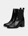 Tommy Hilfiger Premium Leather Mid-heel Womens Booties In Black