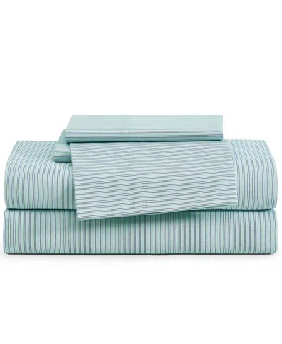 Tommy Hilfiger Printed 200-thread Count Cotton Percale 3-pc. Sheet Set, Twin In Blue