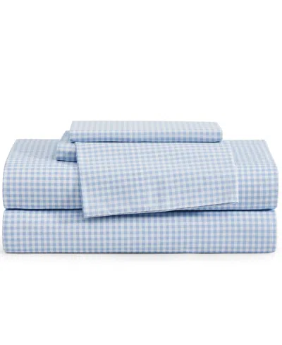 Tommy Hilfiger Printed 200-thread Count Cotton Percale 3-pc. Sheet Set, Twin Xl In Blue