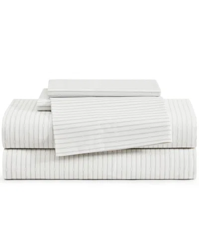 Tommy Hilfiger Printed 200-thread Count Cotton Percale 3-pc. Sheet Set, Twin Xl In White