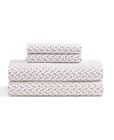 Tommy Hilfiger Printed 200-thread Count Cotton Percale 3-pc. Sheet Set, Twin Xl In Atlantic Anchors