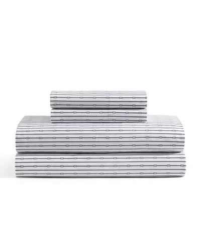 Tommy Hilfiger Printed Cotton Percale 4-pc. Sheet Set, Full In Monogram Navy