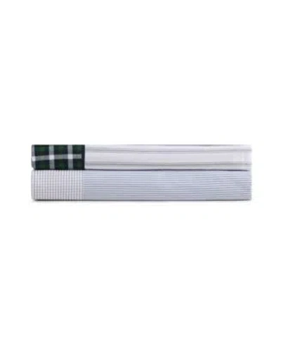 Tommy Hilfiger Printed Cotton Percale Contrast Hem Sheet Set In Cass Park Mix Check Stripe