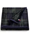 Tommy Hilfiger Printed Plush Plaid Throw Blanket, 70" X 50" In Blue