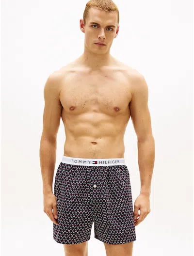 Tommy Hilfiger Printed Woven Boxer In Blue