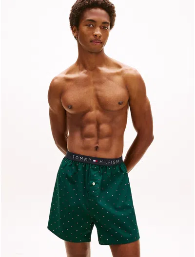 Tommy Hilfiger Printed Woven Boxer In Green