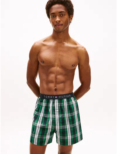 Tommy Hilfiger Printed Woven Boxer In Green