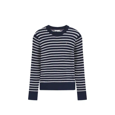 Tommy Hilfiger Pull Torsadé En Coton In Blue