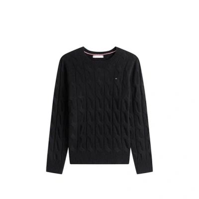 Tommy Hilfiger Pull Torsadé En Laine In Black