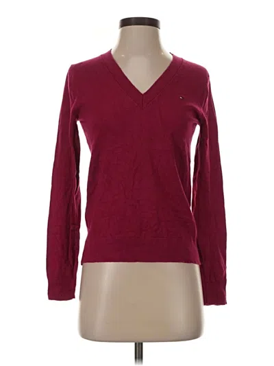 Pre-owned Tommy Hilfiger Pullover Sweater In Burgundy
