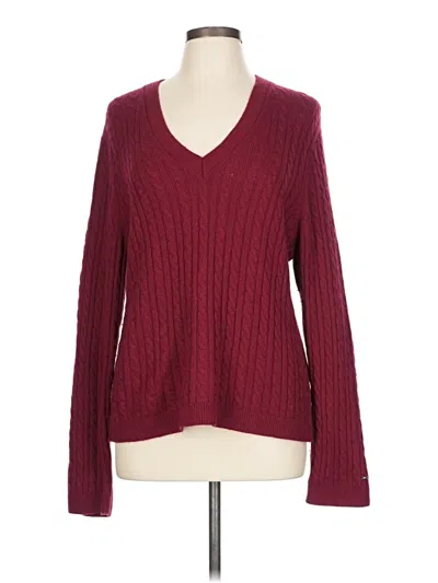 Pre-owned Tommy Hilfiger Pullover Sweater In Burgundy