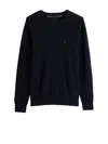 Tommy Hilfiger Crew Neck Cotton Sweater With Long Sleeves In Black