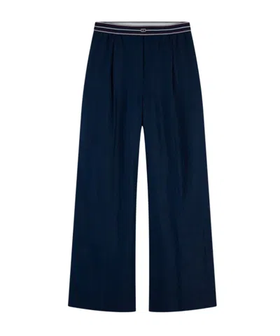 Tommy Hilfiger Pure Linen Twill Straight Trousers In Blue