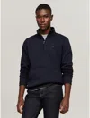 Tommy Hilfiger Essential Cotton Mens Half Zip Mock Sweatshirt In Navy