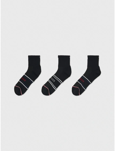 Tommy Hilfiger Quarter Top Sock 3 In Th Deep Black/multi