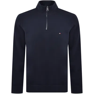 Tommy Hilfiger Essential Cotton Mens Half Zip Mock Sweatshirt In Navy