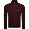 Tommy Hilfiger Quarter Zip Jumper Burgundy In Multi