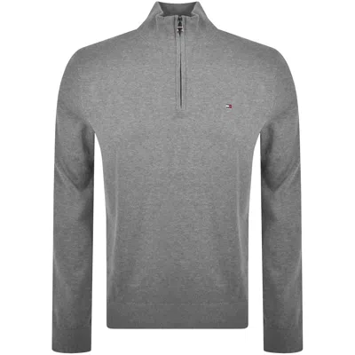 Tommy Hilfiger Quarter Zip Jumper Grey In Gray