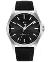 Tommy Hilfiger Quartz Black Leather Strap Watch 42mm In Black