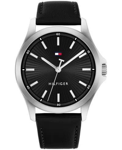 Tommy Hilfiger Quartz Black Leather Strap Watch 42mm