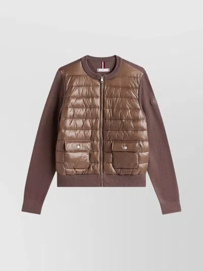 TOMMY HILFIGER QUILTED KNIT MIX JACKET FRONT POCKETS