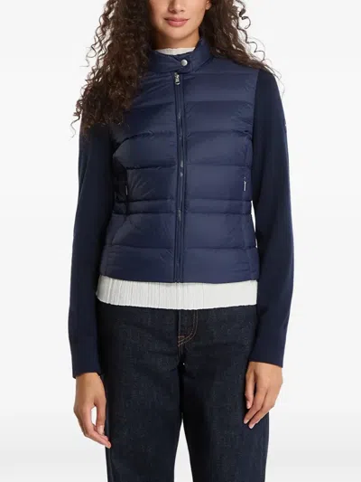 Tommy Hilfiger Quilted Knit-sleeve Jacket In Blue