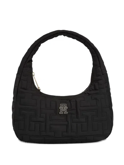 Tommy Hilfiger Quilted Logo-plaque Tote Bag In Black