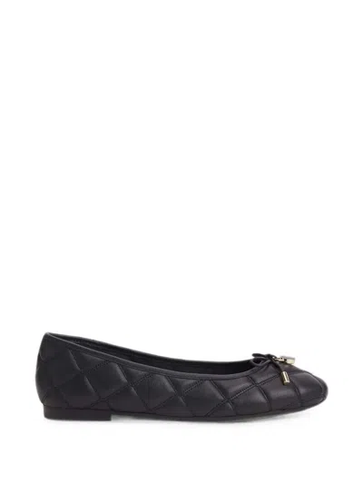 Tommy Hilfiger Quilted Logo-plaque Ballet Flats In Black