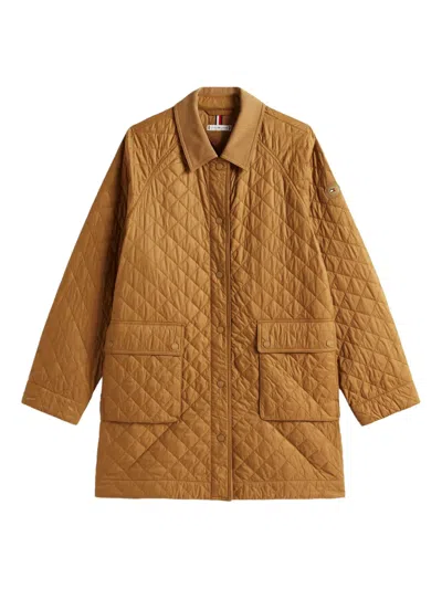 Tommy Hilfiger Quilted-pocket Coat In Brown