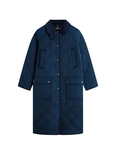 Tommy Hilfiger Quilted Press-stud Coat In Blue