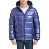 Tommy Hilfiger Quilted Puffer Hooded Mid Length Jacket In Purple