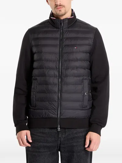 Tommy Hilfiger Quilted-panel Zip-up Jacket In Black