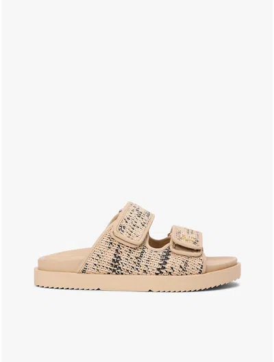 Tommy Hilfiger Double Strap Raffia Sandal In Neutral