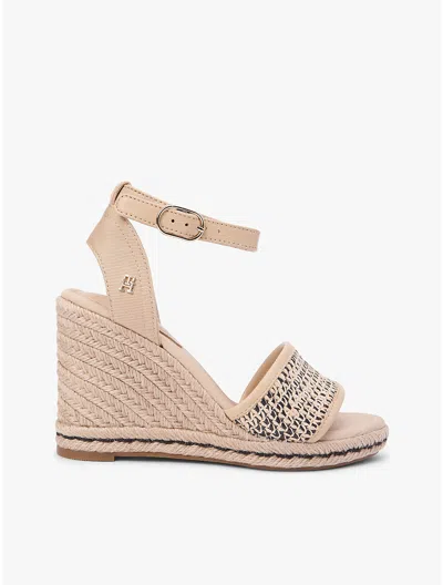 Tommy Hilfiger Raffia Wedge Espadrille Sandal In Brown