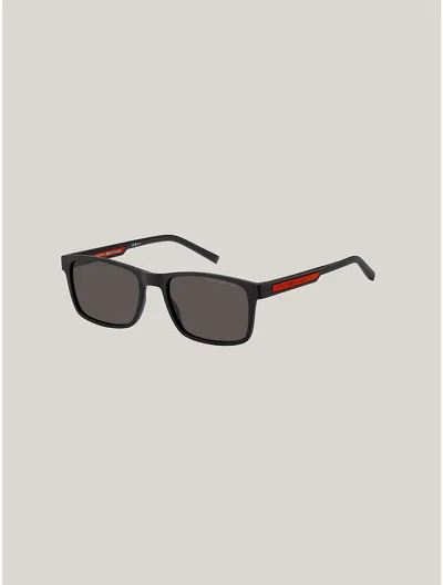 Tommy Hilfiger Rectangle Frame Sport Sunglasses In Matte Black