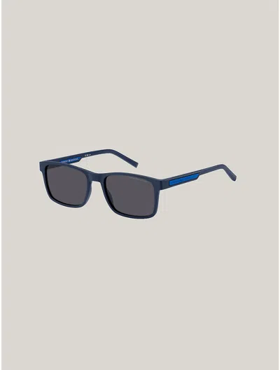 Tommy Hilfiger Rectangle Frame Sport Sunglasses In Matte Blue