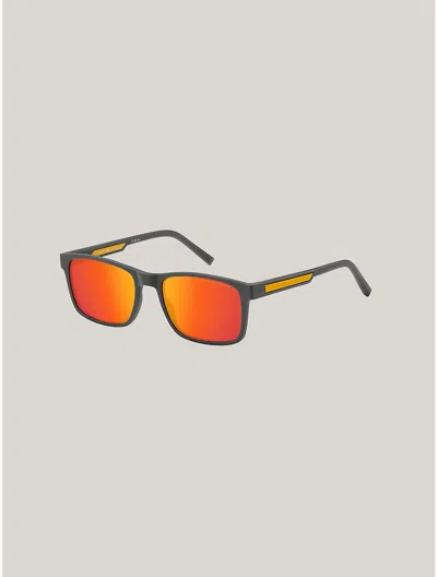 Tommy Hilfiger Rectangle Frame Sport Sunglasses In Matte Grey